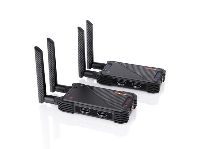 Wireless HDMI Transmitter and Receiver: 1312ft Wireless HDMI Extender with Loopout, 2.4/5G 1080P Adapter Support IR Remote for Streaming from...