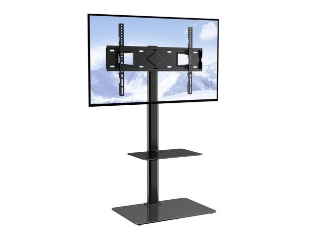 TV Stand Mount, Adjustable Swivel Floor Stand for 32-65 Inch TVs, Portable with Tempered Glass Base, Height Adjustable for Living Room or Bedroom