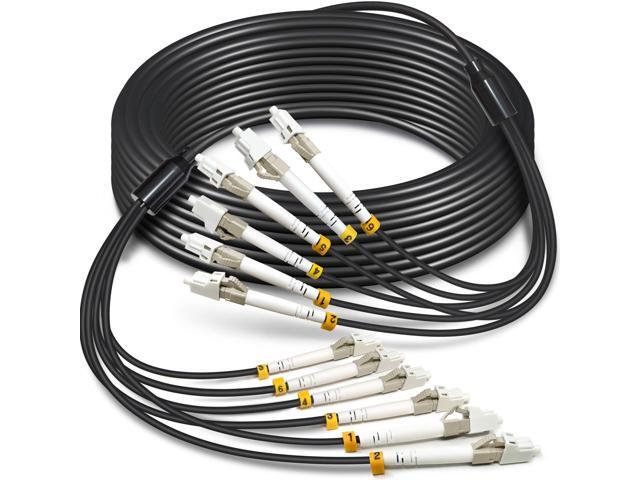 30 Meters 6 Core OM3 Multimode Industrial TPU LC to LC Outdoor Armored Fiber Patch Cable, Direct Burial 6 Strands Fiber Optic Cable, 10Gb Duplex...