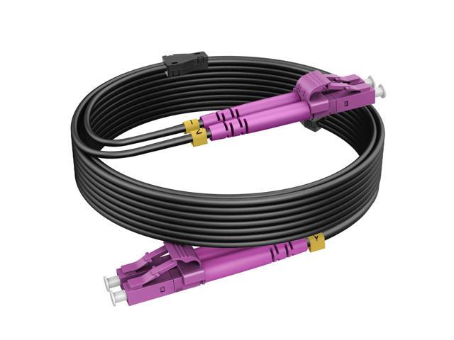 330ft/100m OM4 LC to LC Fiber Patch Cable Armored, Outdoor Fiber Optical Cable Multimode, 10/40GB Duplex 50/125um LSZH Black