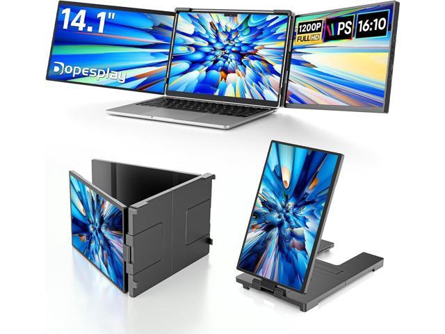 Laptop Screen Extender, 14' Triple Portable Monitor for Laptop, FHD 1200P IPS Screen Extender Monitors for 14'-17.3' Carry a USB flash drive,Plug &...