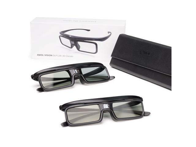 DLP Link 3D Glasses, Rechargeable Active Shutter Eyewear compatible LTV-3000 Pro and LTV-3500 Pro, Vanish TV & other DLP-LINK 3D projectors (2 Packs)