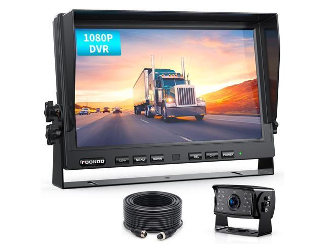 10' 1080P Wired Backup Camera System,10-inch HD Dual Split Screen Monitor with Recording IP69 Waterproof Rear View Camera Parking Lines Supports Up...