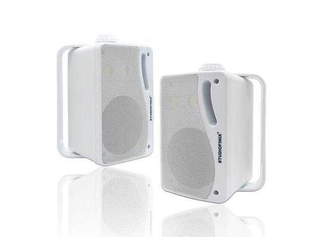 3.5 Inch Outdoor Bluetooth Speakers Waterproof Wired,3 Way 200W Upgrade Premium Wall Mount Speakers,Ideal use in Patio,Deck, Indoor Outdoor(White)