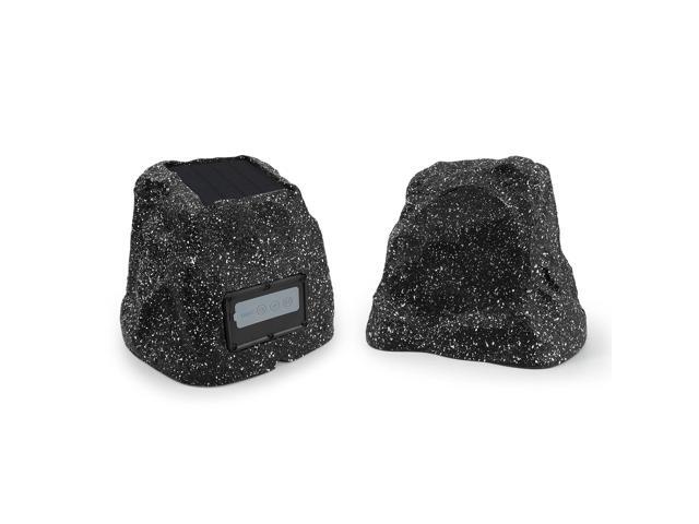 4' Rock Speakers Outdoor Waterproof - 5.3 Bluetooth Wireless Speaker Solar Powered Max Peak 160W for Garden,Patio,Deck,Pool,Backyard (Gray 1 Pair)