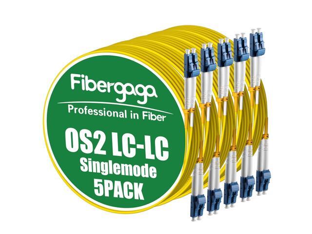 5Pack 15M(50ft) OS2 LC to LC Fiber Patch Cable Duplex Singlemode SM 9/125µm 2.0mm Diameter Fiber Optic Cable, LSZH Fiber Jumper,OS1/OS2 Compatible