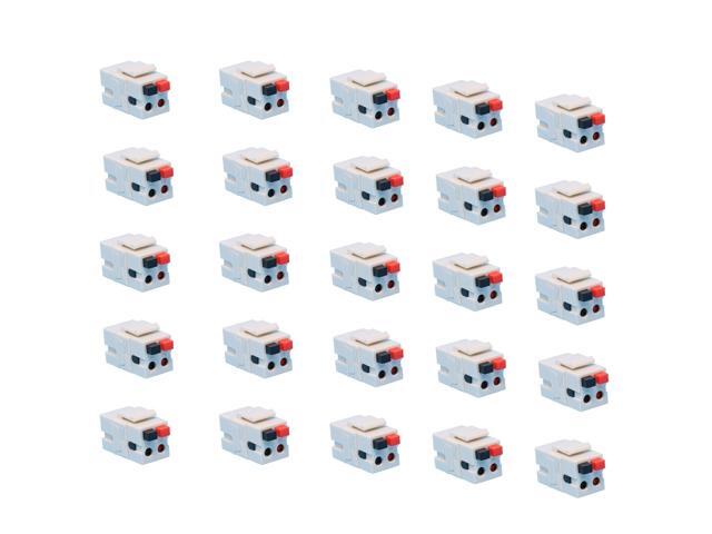 Speaker Keystone Jack Spring Loaded Speaker Jack for Keystone Wall Plate, Female to Female, for Home Theater Wall Plates - White (25-Pack)