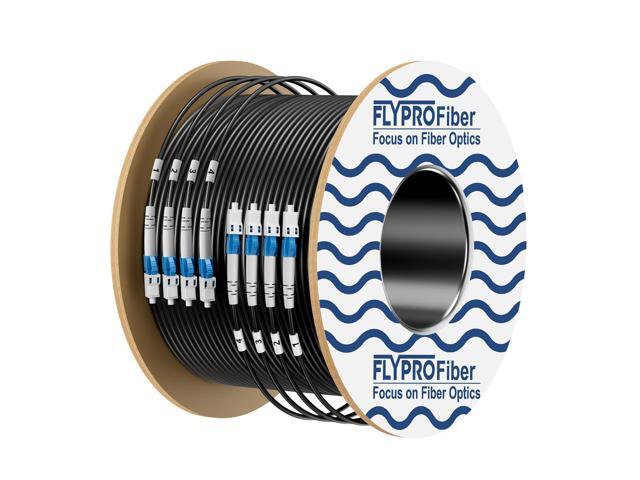 4 Core Outdoor Armored Fiber Optic Cable 75m/246ft, OS2 LC to LC Outdoor, Industrial TPU, 4 Strands Single Mode Fiber Cable Direct Burial, 9/125um,...