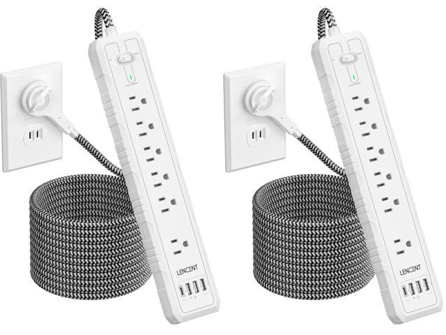 2 Prong to 3 Prong Outlet Adapter, 2 Prong Power Strip, 1050J 2 Prong Flat Plug Surge Protector, 10ft Extension Cord, 6 AC Outlets & 4 USB(1...