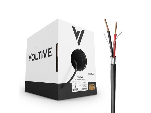 18/2 Shielded Low Voltage Wire, Plenum CL3P, Black, 500ft - 18AWG, 2 Conductors, Overall Shield, Stranded Bare Copper, UL Listed - V-1263-2