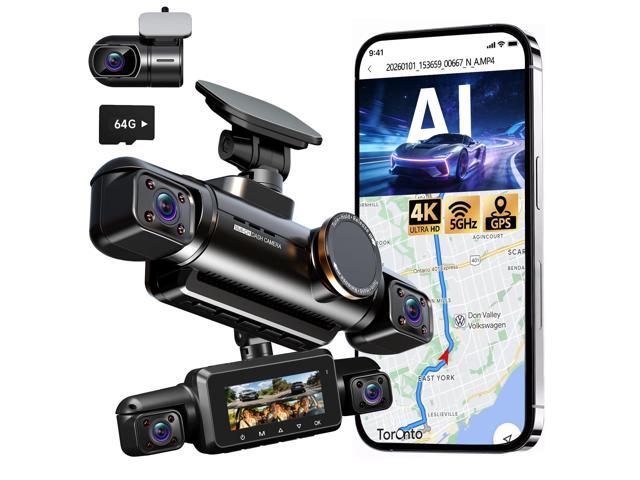 360° View 4K 2160P Dash Cam Front and Rear, 4 Channel Dash Camera for Cars, AI Fatigue Driving Monitor, 5G WiFi GPS, 8 IR Lamps Night Vision, Free...