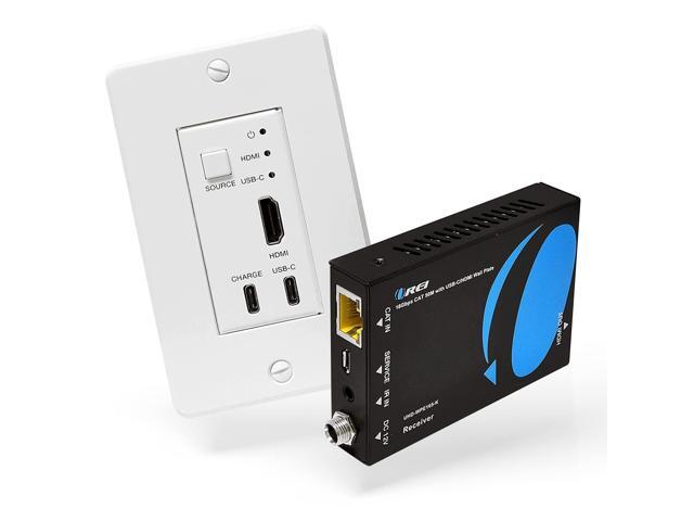 4K HDMI/USB-C Extender, Over Single Cat6/Cat7 Cable Wall Plate Transmitter 4K @ 60Hz UltraHD with HDR & IR Control - Up to 165 ft