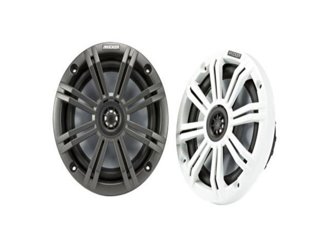 KM65 6.5-Inch (165mm) Marine Coaxial Speakers with 3/4-Inch (20mm) Tweeters, 4-Ohm, Charcoal and White Grilles