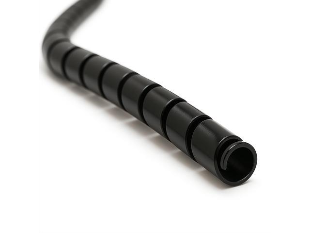 1 Inch Heavy Duty Spiral Wrap HDPE Flexible Plastic Cable Sleeve Hose Protector 50 Feet - Black