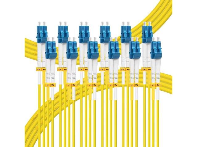 10M-6Pack LC to LC Single Mode Fiber Patch Cable OS2, SM Fiber Optic Cable, SMF Singlemode Fiber Jumper Cord, Duplex, 9/125um, Yellow, LSZH,.