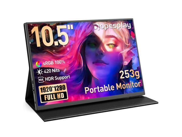 Portable Monitor,10.5' HDR 1280P Ultra-Thin 100% sRGB Travel Portable Monitor for Laptop, 420 Nits Mini Secondary Display with Protective Case &...