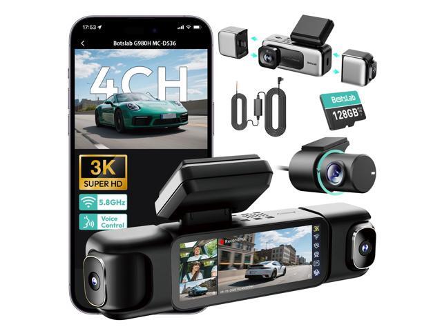 3K 4 Channel Dash Cam with Hardwire Kit, 24/7 Parking Mode, 360Â°All-Sides View, Front and Rear Inside Car Camera, 3.18Touch Screen,Night Vision.