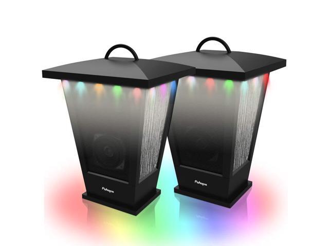 Bluetooth Speakers Waterproof, 2 Packs True Wireless Stereo Sound 20W Dual Pairing Lantern Outdoor Speakers with 20 Piece Sound Responsive LED.