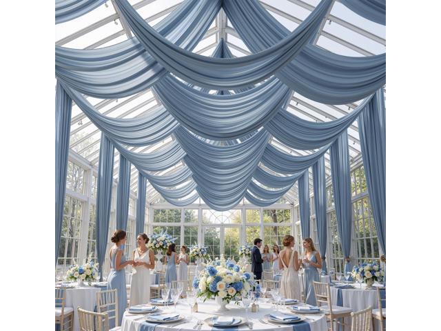10 Panels 5ftx30ft Dusty Blue Ceiling Drapes for Wedding Parties 30 FT Extra Long Thick Polyester Wrinkle-Free Drapery Tent Decor Decorations for.