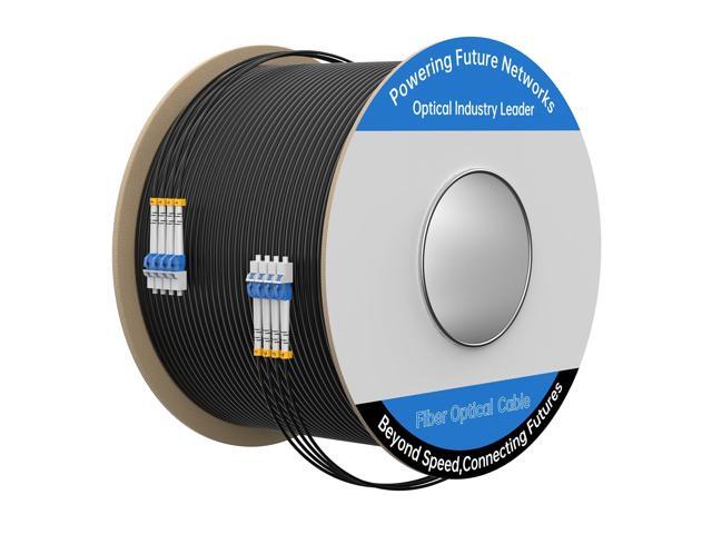 100M/328FT Outdoor Armored LC to LC Fiber Optic Cable, 4 Core OS2 Single Mode 9/125m, Industrial TPU Jacket, OD 5mm, 4 Strands, SMF, Direct Burial,...