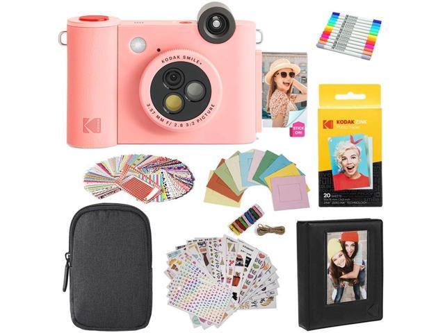 Smile+ 2-in-1 Digital Instant Print Camera & Photo Printer Gift Bundle + Case + Zink 2x3 Sticky Back Photo Paper 20pk + Album + Sticker Sets +.
