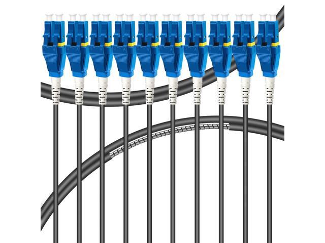 10-Pack - 5m Uniboot LC to LC Armored Fiber Patch Cable, Singlemode 9/125um Fiber Optic Cable Jumper Optical Patch Cord, Duplex, (OS1/OS2.