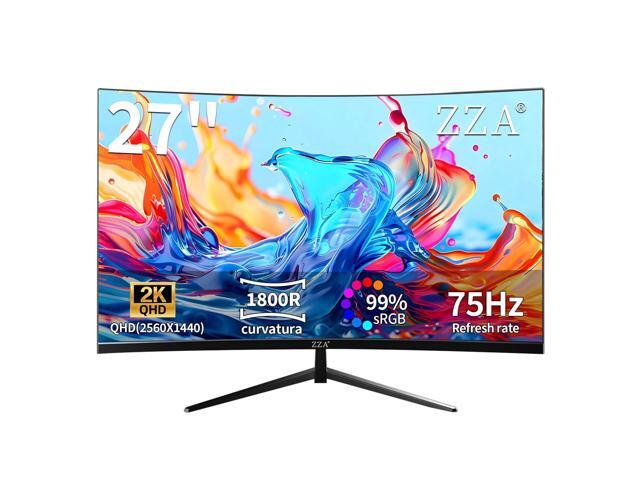 27 Inch Curved Gaming Monitor-2K QHD (2560x1440) 75Hz Display,HDMI/DP USB Connectivity,Tilt Adjustable,Wall Mountable,Perfect for PC Gaming Office