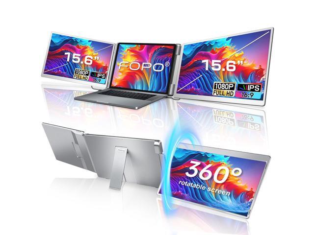 15.6 Triple Laptop Screen Extender, Left Screen 360° Rotation Laptop Monitor Extender, Plug and Play Triplp Monitor for 13-17' Laptops with...