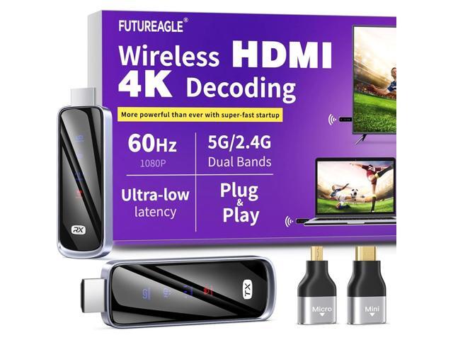Wireless HDMI Transmitter and Receiver 328FT/100M, Plug & Play Portable 5G+2.4G Remote Control Extenders for Video and Audio to Monitor from.