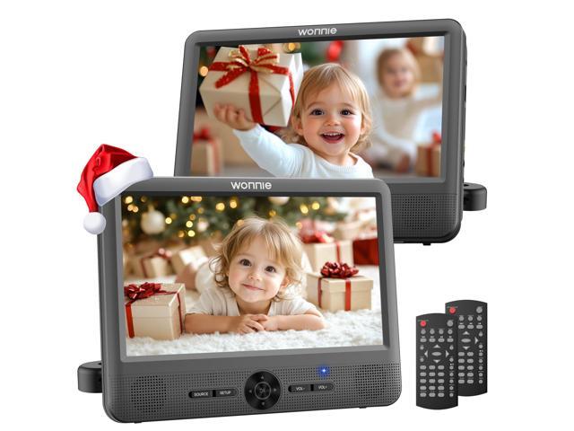10' Car DVD Players, Portable DVD Player Dual Screen Play Two Different or The Same Movie with Headrest Mounts, 5 Hours Rechargeable Battery, 2 AC...