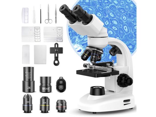 Compound Binocular Microscope for Adults, Professionals & Kids, 40X-2000X Magnification with LED Illumination, Mechanical Stage, WF10x & WF25x...