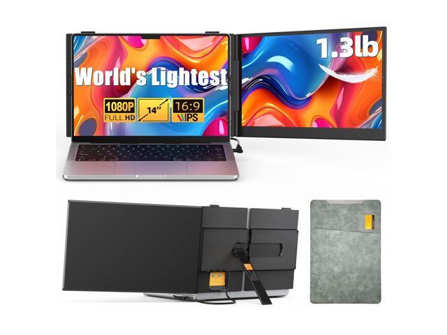 14' Dual Laptop Screen Extender with 1.3lbs - Ultra Thin Portable Monitor for Laptop Plug & Play, FHD 1080P Laptops Extended Monitor for 13'-17'...