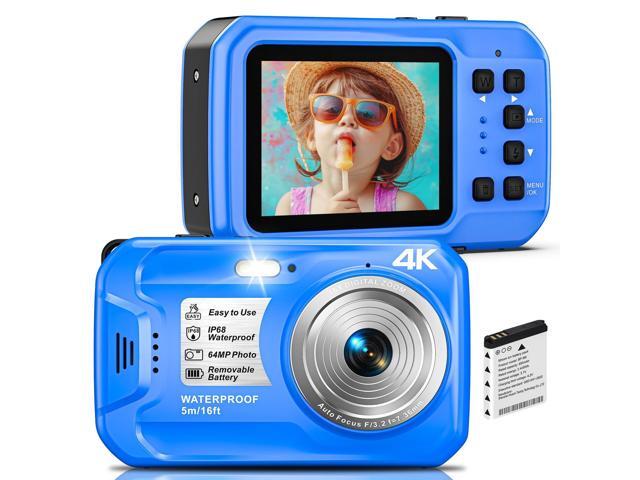4K Underwater Camera, 64MP 16FT Waterproof Digital Camera with 16GB Card, Autofocus Floatable Waterproof Camera with IPS HD Screen