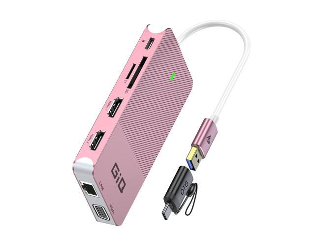 USB Docking Station USB C HUB USB 3.0 to Dual HDMI VGA Adapter Triple Display USB C Laptop Docking Station Dual Monitor HDMI Splitter Extender.