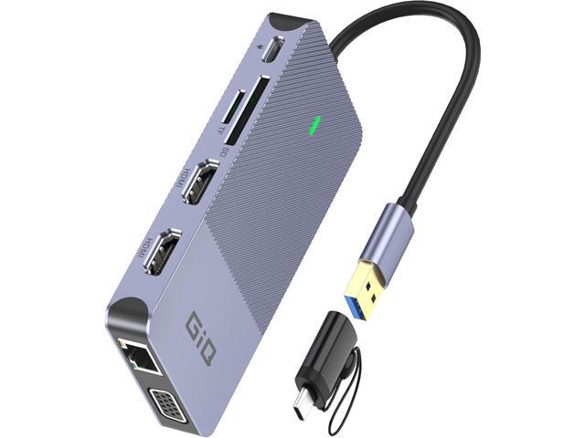 USB Docking Station USB C HUB USB 3.0 to Dual HDMI VGA Adapter Triple Display USB C Laptop Docking Station Dual Monitor HDMI Splitter Extender.