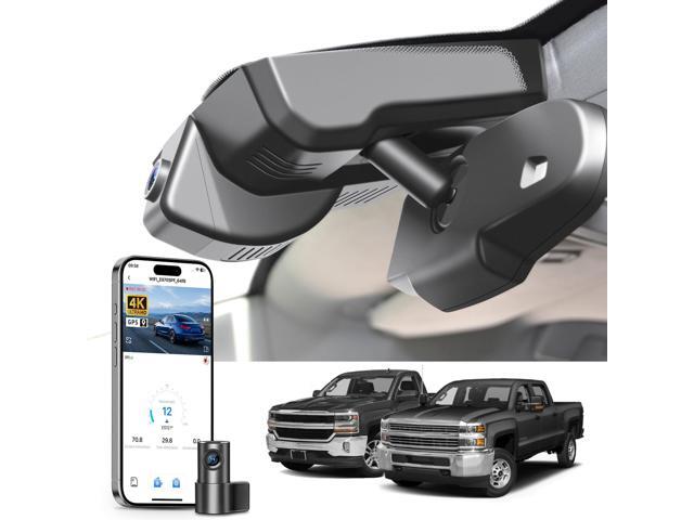 4K Dash Cam fit for Chevy Silverado 1500 2014 2015 2016 2017 2018 2500 HD/3500 HD 2015-2019 (Model D), with A Cover, if Not, You Can Buy Model E.