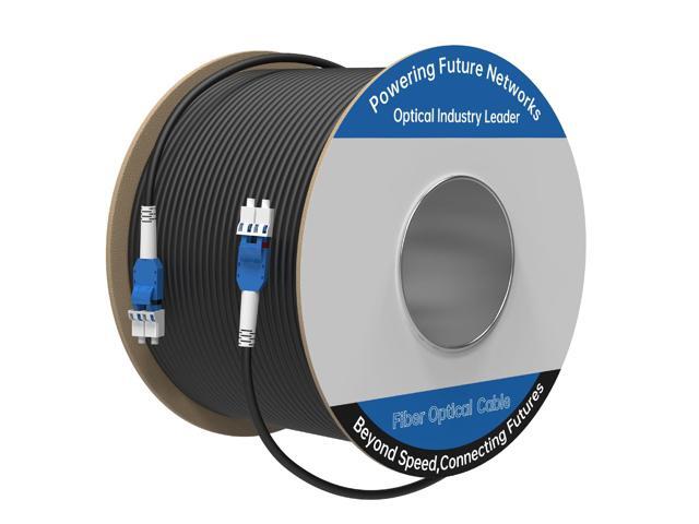 150M/492FT LC to LC Armored Outdoor Fiber Optic Cable, Single Mode Duplex 9/125m SMF Fiber Patch Cord, OS1/OS2 Compatible, Black LSZH Jacket,...