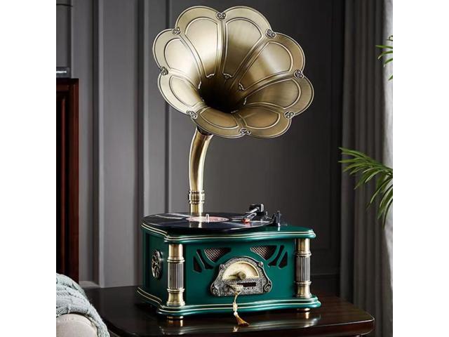 Vintage Gramophone with Bluetooth Input Vintage Record Players Retro Gramophone Turntables for 7' 9' 12' Vinyl Records 3 Speed, Hi-Fi, Handcrafted.