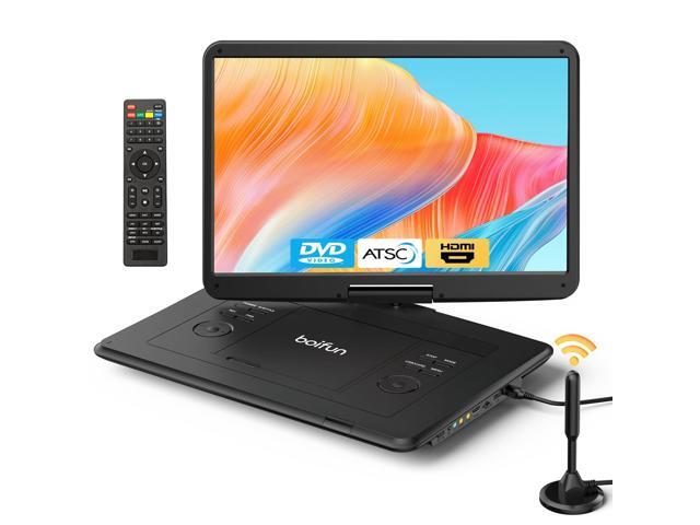 Portable DVD Player with ATSC TV & FM Radio, 15.6' HD Swivel Screen, Built-in Rechargeable Battery, HDMI Input for TV Stick, USB/TF Card Playback,.