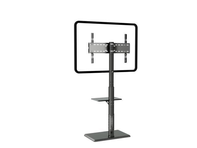 Universal Floor TV Stand, TV Floor Mount Stand with Power Outlet & Removable Shelf for 32-75 inch TV up to 110 lbs, Swivel and Height Adjustable...