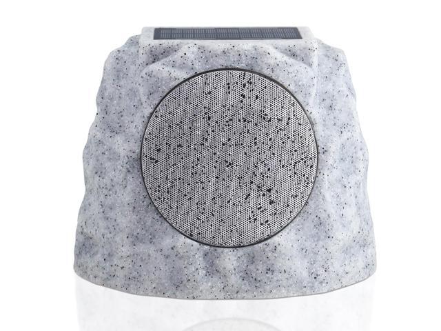 Solar Rock Speakers Outdoor Water-Resistant Solar Powered Rock Speaker with Lights RGB and TWS Pair for Patio Outside Garden BBQ Deck