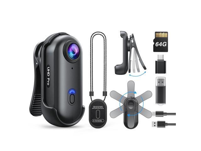 W4 Mini Body Camera, Wearable Camera with 360°Rotatable Clip & Magnetic Clip, 120 Minutes for 1080P Recording, Easy to Use for Lecture, Traveling,.