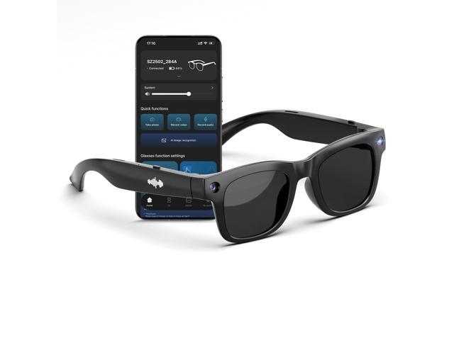 AI Smart Glasses with HD Camera, BT Call, 8MP Anti-Shake Camera Glasses with 1080P Video Recording Dual Mic, Simultaneous Interpretation/GPT...