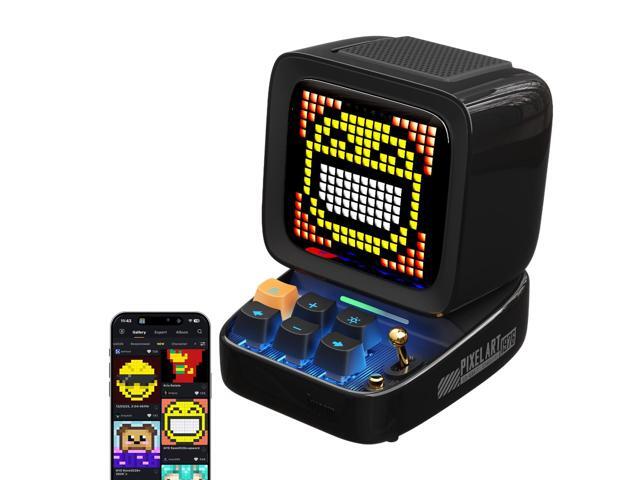 Ditoo Retro Pixel Art Game Bluetooth Speaker with 16X16 LED App Controlled Front Screen (Black)