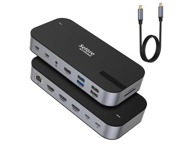Selore USB C Dock 3 HDMI, Triple Monitor Docking Station, 16-in-1 Laptop Docking Station 3 Monitors with Triple HDMI, 10Gbps USB A/C 3.1, 100W PD,.