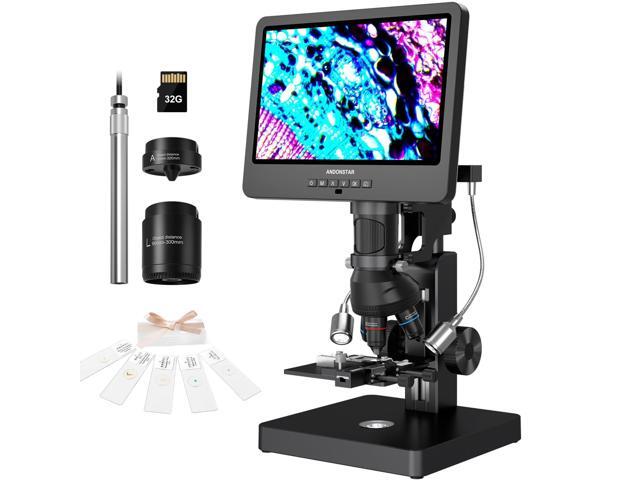 AD269S 20X-5000X HDMI Digital Microscope with 10.1'' LCD Screen for Adults Kids, Home Lab Biological Microscope Kit with Slides, Full View for...