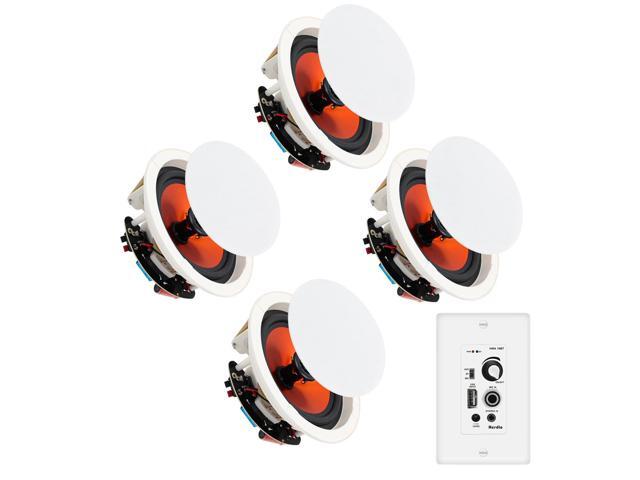 4'' Bluetooth in Wall in Ceiling Speakers 480W 2-Way Flush Mount Speakers System with Wall Amplifier Receiver for Home Theater Office (2 Pairs,...