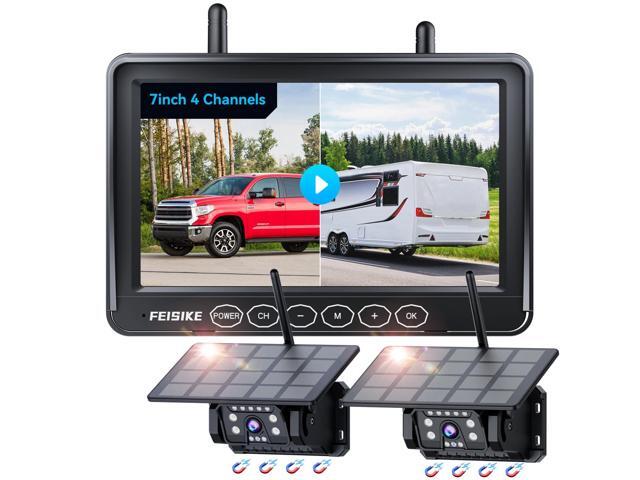 2 Magnetic Solar Wireless Backup Camera for RV Truck Trailer7' 1080P Monitor with Recording,1-Min Install,No Delay,Wide View,IR Night Vision,4...