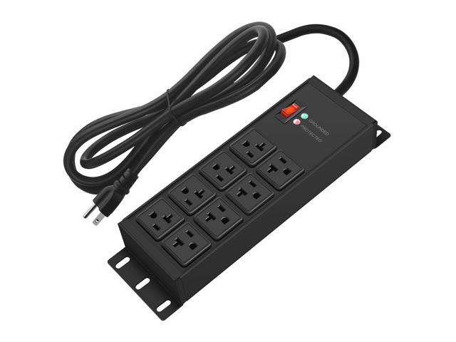 Magnetic Heavy Duty Power Strip Surge Protector 20Amp, 12 Gauge High Amp Extension Outlets, Garage Wall Mount 8 Plug Metal Power Strip. 25FT,...