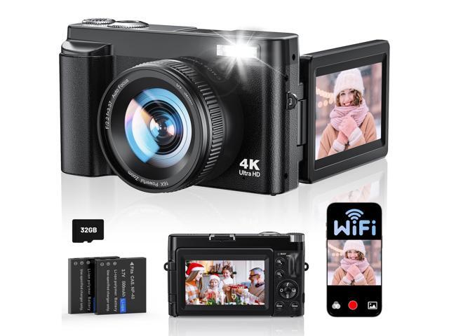 4K Digital Camera for Photography, WiFi Autofocus 64MP Vlogging Camera for YouTube, 180° 3' Flip Screen 30FPS Video Cameras with Flash Anti-Shake...